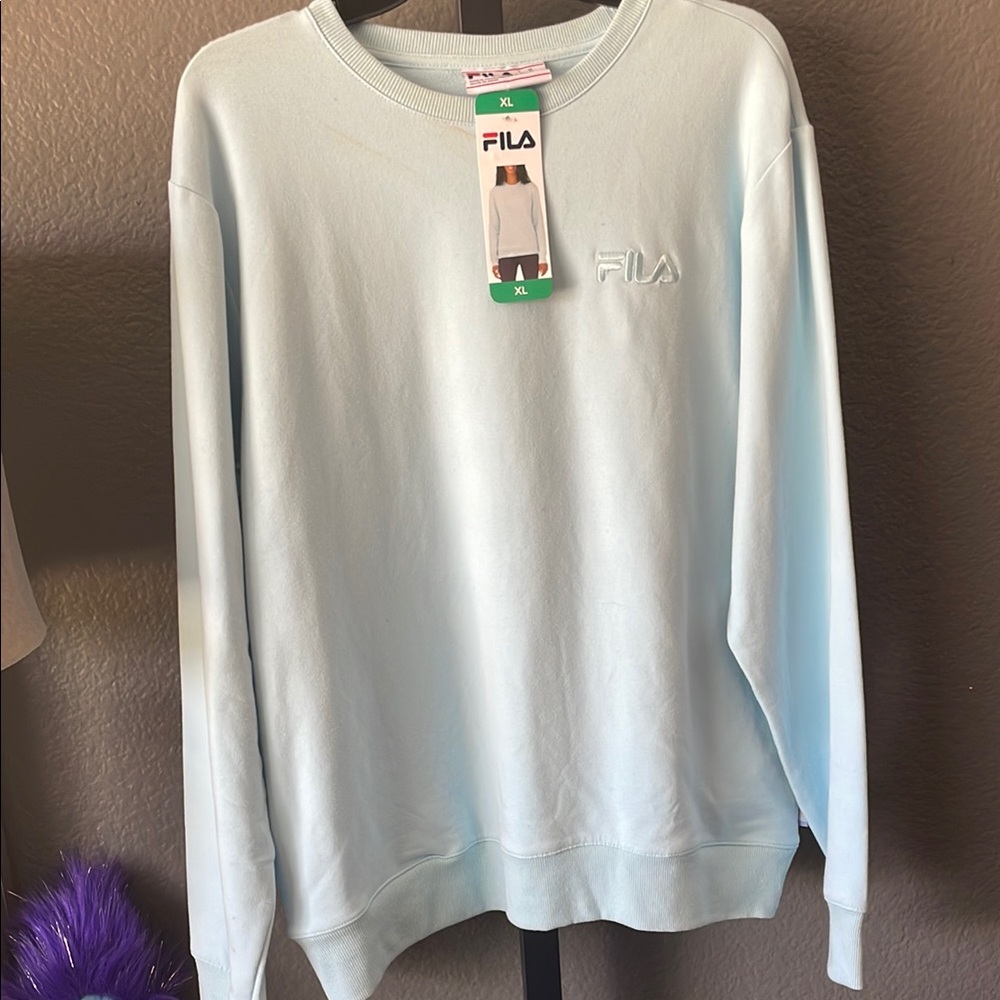 Fila Light Blue Crew Neck Sweater with Textured Design